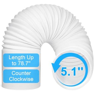 Imagem de Mangueira de ar condicionado portátil de 5 polegadas - Mangueira CA portátil com rosca anti-horário de 200 cm de comprimento, mangueira de exaustão CA universal, acessórios de peças de ar condicionado