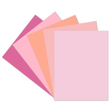 Imagem de Bazyrock 30 folhas de cartolina rosa 21 x 28 cm, 5 cores sortidas de papel cartão colorido rosa 29,5 kg/180 g/m², perfeito para decoração festiva, cartões comemorativos, artes e artesanato