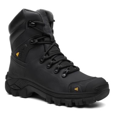 Imagem de Coturno Masculino Militar Bota Vegas Cano Alto em Couro Legítimo Blaqueado Biqueira de PVC B10 (Preto, BR, Adulto, Numérico, 39)