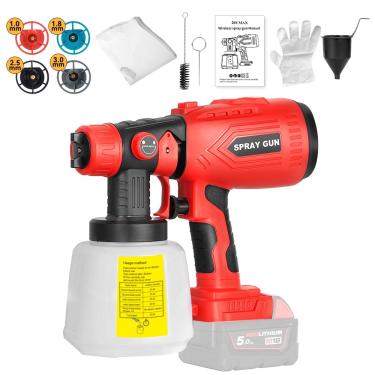 Imagem de Wexibryndl Pulverizador De Tinta Sem Fio Para Milwaukee M18, Bateria De 18 V, Pistola De Pintura Hvlp De 200 W Com Motor Sem Escova E Bico De Cobre, Fácil De Limpar, Para Móveis, Cercas, Paredes, Te