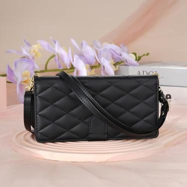 Imagem de HJZSZX Para Samsung S24 Ultra Crossbody Lanyard Couro Zip Wallet Phone Case Flip Cover (Para Samsung S24 Ultra/Preto)