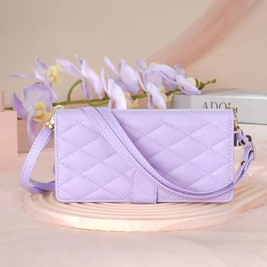 Imagem de HJZSZX Para Samsung S24 Plus Crossbody Lanyard Couro Zip Wallet Phone Case Flip Cover (Para Samsung S24 Plus/Roxo)