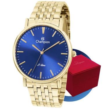 Imagem de Relógio Masculino Dourado Original Prova D'água Aço Champion, Dourado&
