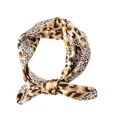 Imagem de Cachecol de seda com estampa de leopardo para mulheres 23,6 × 59,9 cm, lenço de pescoço quadrado, moda primavera lenço de cabeça, Leopardo, Medium