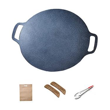 Imagem de Frigideira coreana para churrasco antiaderente redonda assadeira para churrasqueira para fogão doméstico ao ar livre grelhadores de 36 cm