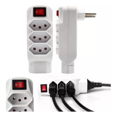 Imagem de Extensão Elétrica Benjamin Tripolar 4 Tomadas Bivolt com Interruptor 10A - Segurança Inmetro para Casa e Escritório