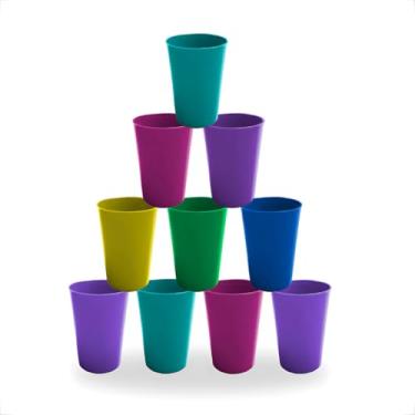Imagem de Kit 30 Copos Plásticos Reutilizáveis 200ml Coloridos Resistentes P/Festa Infantil Merenda Escolar Creche Uso Diário (Cores Sortidas)