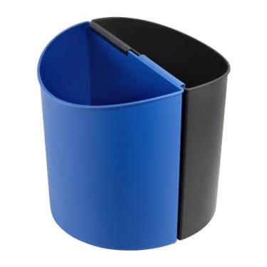 Imagem de Safco Lixeira dupla de mesa com 2 receptáculos de trava, preto e azul, 3 galões cada