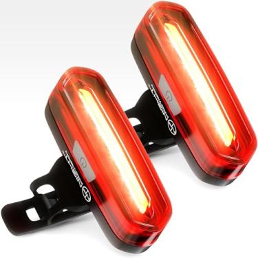 Imagem de DUO-120 LED vermelho e branco USB luz estroboscópica piscante frontal ou traseira aviso de segurança bicicleta de estrada, mountain bike, BMX (DUO-120 - vermelho/branco 2 pacotes)