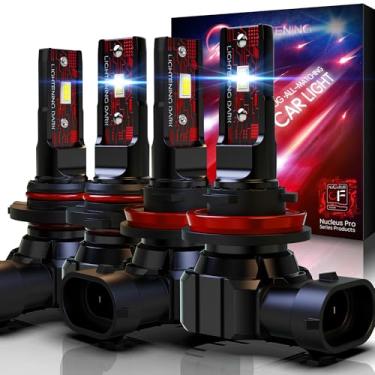 Imagem de LIGHTENING DARK Lâmpada de LED de neblina H4, 9003/HB2 12000LM 60W 6500K Xenon Branco Extremamente Brilhante Sem Fio Fanless Substituição de halogênio (pacote com 2)