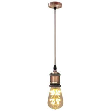 Imagem de Pendente Vintage Retro Soquete Bocal E27 Com Lâmpada Pêra - Kit Penden