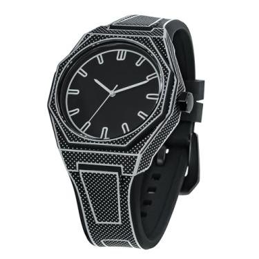 Imagem de BARAMON Relógios masculinos fashion sketch série anime relógio analógico quartzo elegante criativo minimalista casual relógio de pulso masculino à prova d'água esporte pulseira de silicone, Preto 2