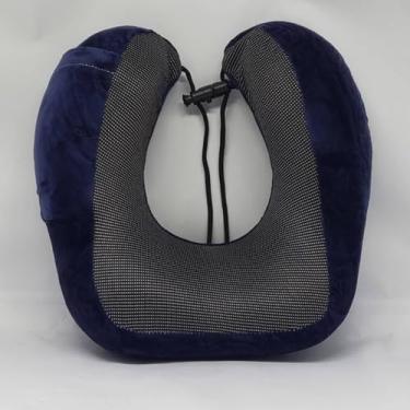 Imagem de Almofada de Pescoço para Viagem Macio Toque Aveludado (Azul)