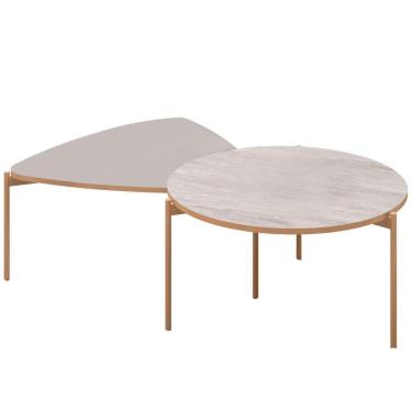 Imagem de Kit Mesa De Centro Redonda Ellie E Mesa De Centro Trina D05 Bali Quartzo