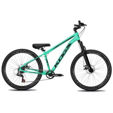 Imagem de Bicicleta Aro 26 KOG 1x7 Freeride – Bike para Grau, Freeride Urbano, Suspensão 80mm, Freios a Disco, 7 Velocidades, Verde Tiffany, Adesivo Preto,Vmaxx Preto Fosco