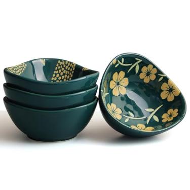 Imagem de AYFDISHS Tigelas de cerâmica de 10 cm, acompanhamentos, pequenos pratos de servir molho de soja para molhos de sushi, ketchup, aperitivo, condimento, churrasco