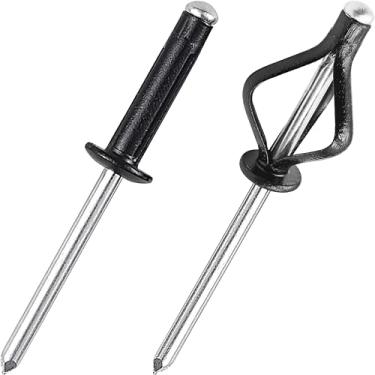 Imagem de JIANDAXIN 50 peças de rebites de alumínio triplos, rebites pop estilo lâmpada explosiva de três aderências para materiais automotivos, macios ou plásticos (meio preto, 5/81.6 cm x 45/162.6 cm)
