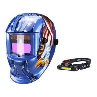 Imagem de Esquirla Capacete de soldagem solar Capacete de soldagem com LED Fácil de ajustar o protetor facial Escudo para corte de metalurgia