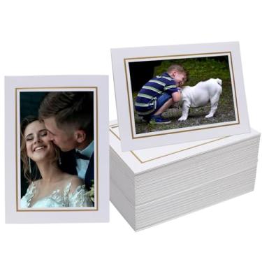 Imagem de Meonua Pacote com 50 molduras de papel, porta-retratos de papelão, 10 x 15 cm, com cavalete, porta-retratos de papel, molduras de galeria a granel para bricolage, casamento, formatura, sala de aula