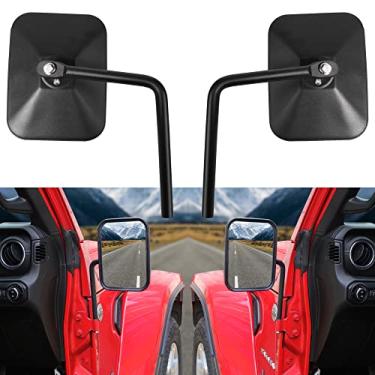 Imagem de RERPRO Espelhos Retrovisores Laterais De Alumínio Para Jeep Wrangler Jk Jl 4Xe Gladiator Jt 2007-2025, Acessórios Montagem Dobradiça Porta, Antivibração, Duráveis, Preto, 1 Par