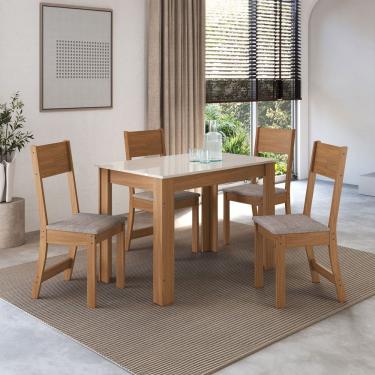 Imagem de Mesa de Jantar 4 Lugares Astana Freijó/Off White - Pnr Móveis