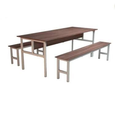 Imagem de Conjunto Mesa para Refeitório 6 Lugares com Bancos Separados - DE ASTR