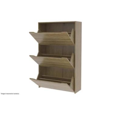 Imagem de Armário Sapateira Quarto SA-3405 c/ 3 Portas Amêndoa/Branco - Tecno Mo