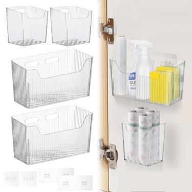 Imagem de Organizador de porta de armário com 4 peças, suporte de armazenamento interno de parede de 2 tamanhos, prateleira de armazenamento sob a pia para cozinha, banheiro, escritório