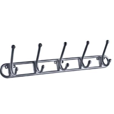 Imagem de Cabide Parede Ou Porta Cabideiro Plástico Preto 5 Ganchos