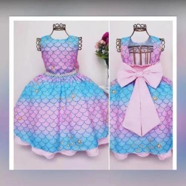 Imagem de Vestido de Festa Infantil Sereia Ariel Colorido Luxo - vila lelê, Lilá