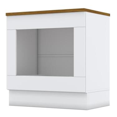 Imagem de Balcão Forno De Embutir 80cm Americana Branco Com Tampo Cooktop Nature - Móveis Henn Branco-nature