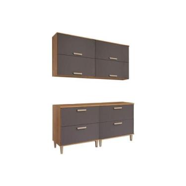 Imagem de Cozinha Modulada MGM Bella 4 Peças (2Aéreos+2Balcões) 160cm Freijo/Tit