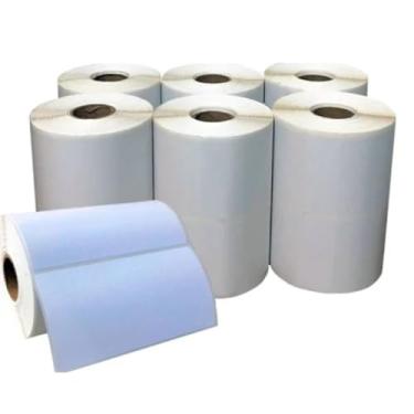 Imagem de Kit 6 Rolos Etiqueta Impressão Couchê Adesiva 100×150mm – 235 un. por rolo – Impressão Transferência Térmica com Ribbon – Compatível Zebra, Argox, Elgin – Facislito