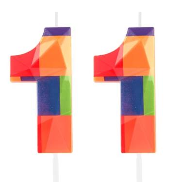 Imagem de Hongplus Bloco de construção colorido 3D, número 11, vela de aniversário de 11 anos, blocos de montar, tijolos, feliz aniversário de 11 anos, topo de bolo para meninos, meninas, crianças, decoração de