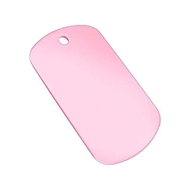 Imagem de Etiquetas de identificação em branco de alumínio anodizado de qualidade premium (tamanho grande 5 x 2,9 cm, 1,00 mm de espessura) para gravação e estampagem a laser, rosa bebê, pacote com 25