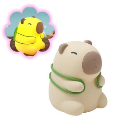 Imagem de Led Luminária Abajur quarto infantil Capivara Silicone Recarregável Touch