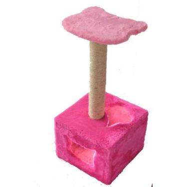 Imagem de Arranhador Para Gatos Com Toca Rosa Pink Com Rosa Bebê - Akara Do Gato