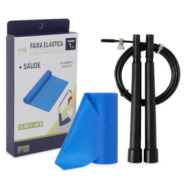 Imagem de Kit Fitness Completo – Faixa Elástica de Resistência + Corda de Pular Crossfit | Treino Funcional em Casa, Academia, Treino Compacto