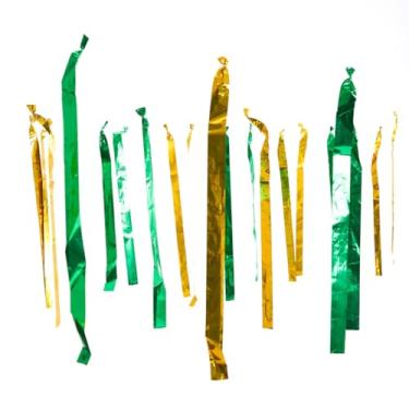 Imagem de Varal de Fitas Metalizadas Decoração de Teto para Festas 100 Metros (Brasil (Verde e Dourado))
