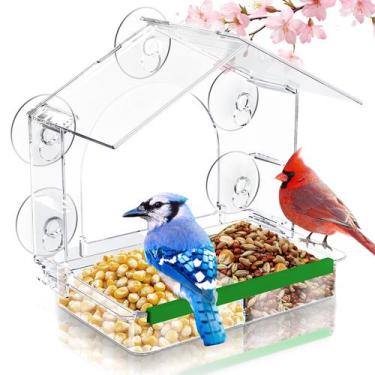 Imagem de Alimentador de pássaros para janelas HCGADON Clear com 5 ventosas e ba