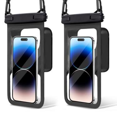 Imagem de Bolsa de telefone impermeável Double Space (pacote com 2) - Capa universal à prova d'água para celular compatível com iPhone 16/15/14/13/12 Pro Max e smartphones de até 8 polegadas, bolsa seca