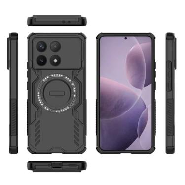 Imagem de Elubugod Capa compatível com Xiaomi Poco F6 Pro 5G, compatível com MagSafe, compatível com Xiaomi Redmi K70 23113RKC6C / K70 Pro 5G dissipação legal anti-queda capas de celular pretas