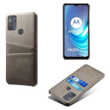 Imagem de Capas Compatível com MOTO G50,Caso de couro PU-Tampa de telefone a prova de choque com 2 slots de cartão,Proteção anti-impressão digital e anti-gota-Grey