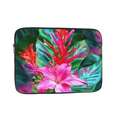 Imagem de Capa para laptop com flor rosa e planta tropical, bolsa para laptop, à prova de choque, capa protetora para notebook de 17 polegadas