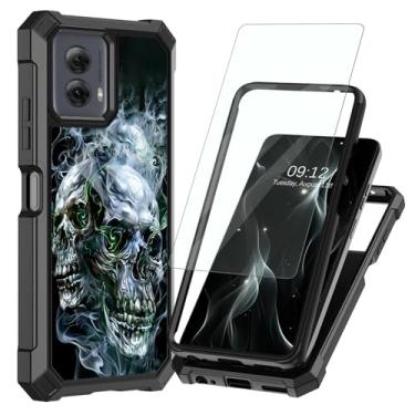 Imagem de BREIDMKFM Capa para Motorola Moto G Stylus 5G 2024 com protetor de tela, proteção de camada dupla rígida de policarbonato TPU macio à prova de choque para Moto G Stylus 5G 2024, caveira legal