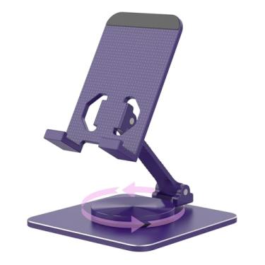 Imagem de SOJUNER Suporte de celular giratório de alumínio para mesa, suporte de tablet compatível com telefones de 4 a 9,7 polegadas e iPad, roxo