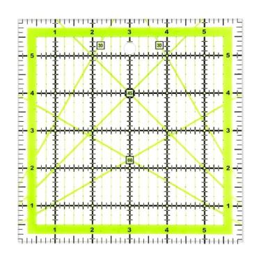 Imagem de UOOU Régua para quilting (15 x 15 cm), 1 pacote, réguas de corte de tecido, réguas de acrílico para colchas com anéis antiderrapantes para facilitar o corte de precisão e artesanato acolchoado e costura