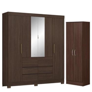 Imagem de Guarda Roupa Casal Cádis com Sapateira Multiuso Golden Café - Demóbile