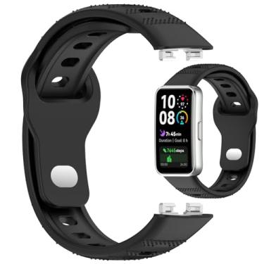 Imagem de Disscool Pulseiras ajustáveis de substituição compatíveis com Huawei Band 10/10 NFC/9/9 NFC/8/8 NFC, pulseira de silicone macio com liberação rápida para homens e mulheres (padrão de pontos/preto)