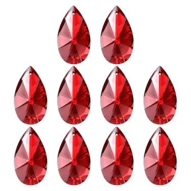 Imagem de PATIKIL Pingentes de cristal K9, contas de gota, pacote com 10 peças de prismas de lustre de 38 mm, contas penduradas, lâmpada DIY para decoração de artesanato, vermelho
